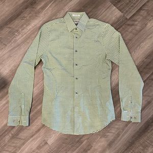 Express Dress Shirt Extra Slim Fit Green Gingham Style Perfect Condition